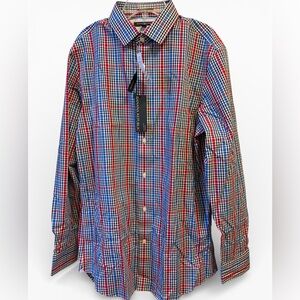 Banana Republic Men's Red and Blue Checkered Shirt Grant Fit NWT